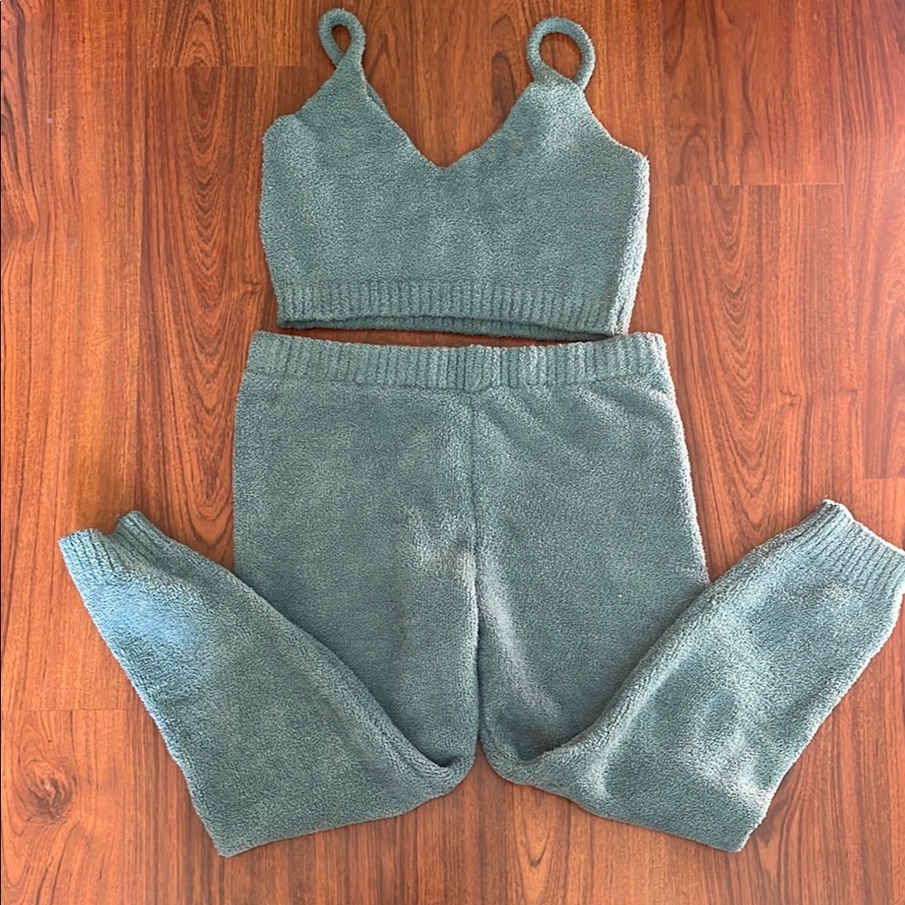 Cozy Knit Two-Piece Set in Sage Green